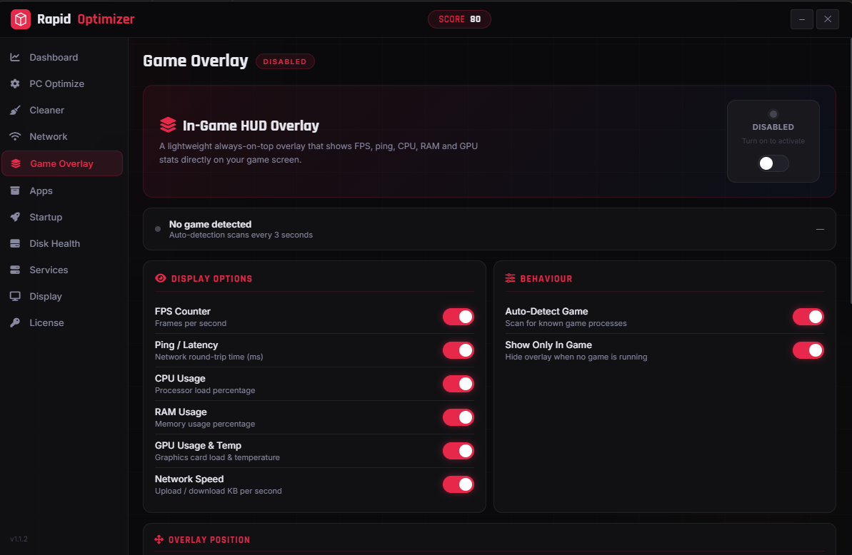Game Overlay Settings